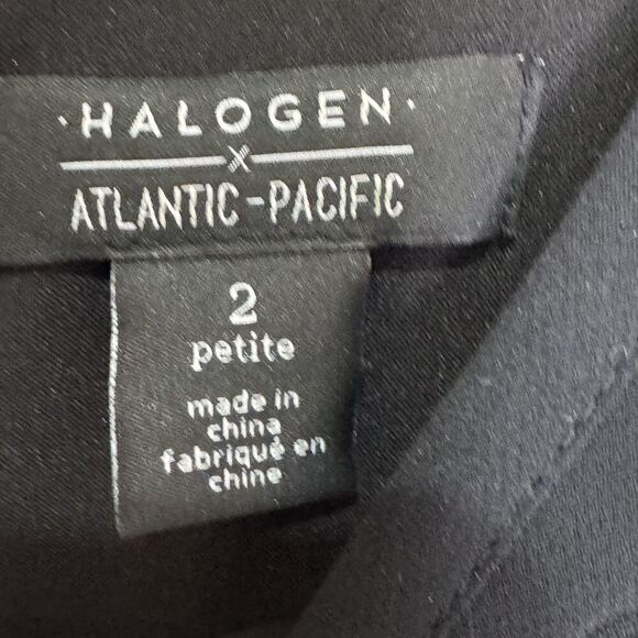 Halogen Atlantic-Pacific Dress Womens 2 Petite Black Pleated Colorblock Midi - Picture 2 of 8